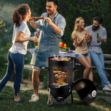 ZNTS Vertical Steel Charcoal Smoker, Heavy Duty Three Layer Round BBQ Grill Smokey Mountain Cooker for 11838107