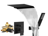 Male NPT Faucet with Hand Shower, Matte Black Waterfall Bathtub Shower Faucet Set, Wall Mount 18816266
