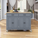 Kitchen Island Cart with Solid Wood Top and Locking Wheels,54.3 Inch Width,4 Door Cabinet and Two WF286911AAG