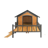 Outdoor Large Wooden Cabin House Style Wooden Dog Kennel with Porch W219P246168