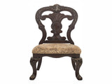 Elegant Style Beautiful Side Chairs 2pc Set Cherry Finish with Gold Tipping Fabric Upholstered B01164711