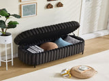 49.2" Wide Faux Fur Flip Top Storage Bench with Black Metal Legs, Bed End Stool Foot Rest for Living W3098P272531