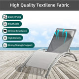 Pool Lounge Chairs Set of 3, Adjustable Aluminum Outdoor Chaise Lounge Chairs with Metal Side Table, W1859109828