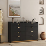 8 Drawer Double Dresser for Bedroom with LED, Modern Dressers Chest of Drawers with Fluted Panel, W1321P201215