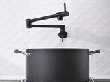 Brass Folding Faucet 1/2NPT Wall Mount Kitchen Faucet Two Handles Cold Water Tap Black 99606857
