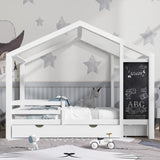 Full House Bed with Blackboard and Drawers, Two assembly options, White 38015791