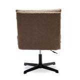 ZNTS Brown Teddy Fabric 360&deg; Swivel Accent Chair, Cross Legged Office Chair, Adjustable Armless Wide Home W1164P239089