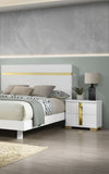 Attractive Beautiful Nightstand Bedroom Furniture White And Gold Finish Bracketed Metal Legs 1pc B011P326223