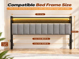 King Size Headboard with Pegboard Storage Shelf, Adjustable Upholstered Backrest, RGB LED Light 47995855