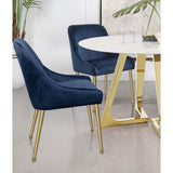 Dark Ink Blue and Gold Wingback Dining Chair B062P153694
