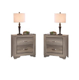 Modern 1pc Nightstand Wooden Bedside Table 2- Drawers Bedroom Furniture B011P197293