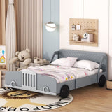 Full Size Car-Shaped Platform Bed with Wheels,Gray WF311753AAE