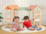 3-Tier Dollhouse with 7 Rooms & 31 Cute Furniture, MDFPine Wood Corner Design Kids Toy 08995509