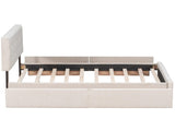 Upholstered Platform Bed with Classic Headboard and 4 Drawers, No Box Spring Needed, Linen Fabric, 20024177