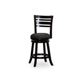 24" Counter Height Slat Back Swivel Stool, Espresso Finish, Charcoal Fabric Seat B04660690