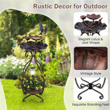 Copper Solar Bird Bath Feeder Combo with Flower Planter Pedestal and Solar Lights 92400841