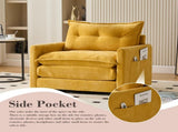 UNITED WE WIN Swivel Barrel Chair - Mid Century Modern Chair, Thick Padded Arm Chair with Solid W1568P290085