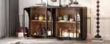 TREXM 4-Door Large Storage Sideboard Buffet Cabinet with Glass Doors, Arched Cabinet with Adjustable N715P290642B
