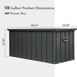 ZNTS 120 Gallon Outdoor Storage Deck Box Waterproof, Large Patio Storage Bin for Outside Cushions, Throw 47003421