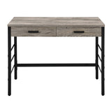 Light Weathered Oak and Black Writing Desk with 2 Drawers B062P184545