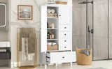Tall and Wide Storage Cabinet with Doors for Bathroom/Office/Living Room/Indoor, Four Drawers of 99468451