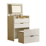 3-in-1 Vanity Desk with Mirror And Lights, Small Vanity Desk Set with Visible Glass Tabletop, 3 T3685P338702