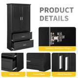 ZNTS Tall Bathroom Storage Cabinet, Cabinet with Two Doors and Drawers, Adjustable Shelf, MDF Board, N725P172882B