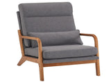 High Back Solid Wood Armrest Backrest Iron Frame Linen Indoor Leisure Chair Dark 26834411