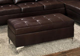 ZNTS Contemporary Brown Tufted Top 1pc Ottoman Faux Leather Upholstered Solid Wood Frame Living Room B011P170544