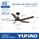 ZNTS 48 In Intergrated LED Ceiling Fan Lighting with Brown Wood Grain ABS Blade W1367P171191