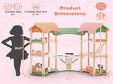 3-Tier Dollhouse with 7 Rooms & 31 Cute Furniture, MDFPine Wood Corner Design Kids Toy 08995509