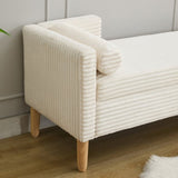 65.35"Wide Corduroy Storage Soft Bench with Armrests, Backrest and Two bolster Pillows for Living W3118P254210