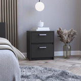Trivor 2 Drawers Nightstand , End Table, Side Table Metal Handles -Black B20092122