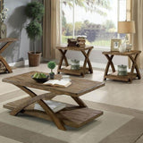 ZNTS Transitional 3pc Table set Occasional Tables Living Room 1x Coffee Table And 2x End Tables Plank B011P200232