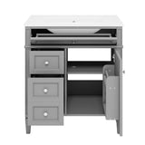 30'' Bathroom Vanity with Top Sink, Modern Bathroom Storage Cabinet with 2 Drawers and a Tip-out N710P206904E