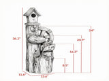 Outdoor Garden Water Fountain 3-Tier Cascading Waterfall with LED Lights, Water Wheel & Birdhouse 43826815