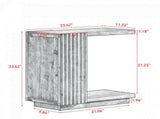 C Shaped Side Table with Fluted Panels, Wood Accent Table 25122812
