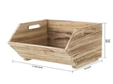 2-Piece Set Natural Wood Stacking Open Front Decorative Storage Bins, 11 in x 16.5 in x 10 in 27958653