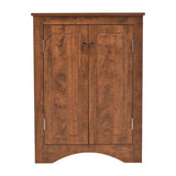 Brown Triangle Bathroom Storage Cabinet with Adjustable Shelves, Freestanding Floor Cabinet for Home WF291467AAD