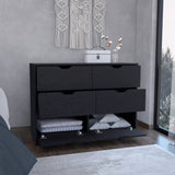Basilea 4 Drawers Double Dresser with 2 pull down Cabinets Black B070P214577