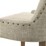 Beige and Salvaged Oak Tufted Back Parson Chairs B062P182743