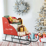 Festive Christmas Santa Sleigh Cart - Sturdy Metal, 29"x12.5"x20", Red & Black, for 75395050