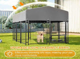 Dog Kennel Outdoor with Roof, 4.23'x5.82'x4.83' Welded Wire Enclosure, Heavy Duty Dog Crate with W2505P380965
