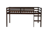 Full Rubber Wood Loft Bed with Ladder,Espresso W504P228818