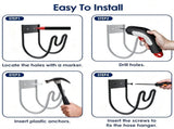 2 PCS Wall Mount Garden Hose Holder, 304 Stainless Steel Hose Hanger with UShaped Nozzle Slot, 87684201