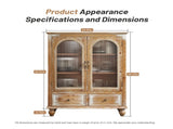 Farmhouse Storage Cabinet, Distressed Wood Kitchen Pantry Cabinet with 2 Glass Doors & 2 Drawers, W2295P475273