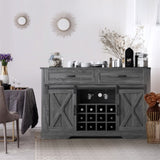 ZNTS Adjustable Dark Gray Barn Door Pantry Sideboard Bar Storage Cabinet With Doors And Shelves Dining W1828137436