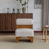 Modern Boucle Lounge Chair with Solid Wood Frame and Rolled Backrest, Soft and Durable Boucle N767P256409B