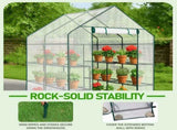 Mini Walk-in Greenhouse with PE Cover, 8-Shelf Indoor Outdoor Plant Gardening Green House for Garden 88814517