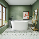 55" Acrylic Freestanding Bathtub, Small Soaking tub, Glossy White, Toe-tap Chrome Drain, cUPC W1675P189567